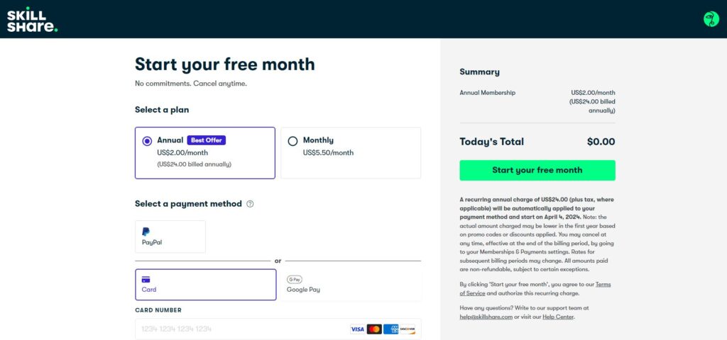 How much does Skillshare cost in 2024